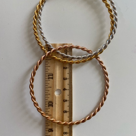 925 Silver handmade connected 3 twisted bangles - Picture 5 of 7